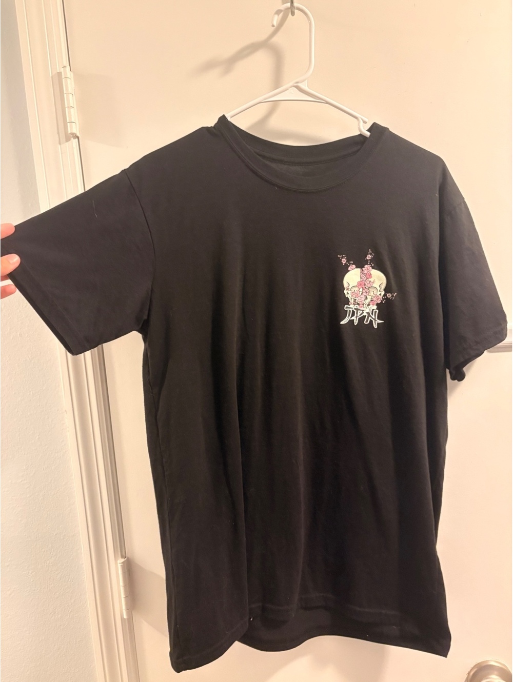 Black Tokyo Skeleton & Cherry Blossom Graphic T-Shirt